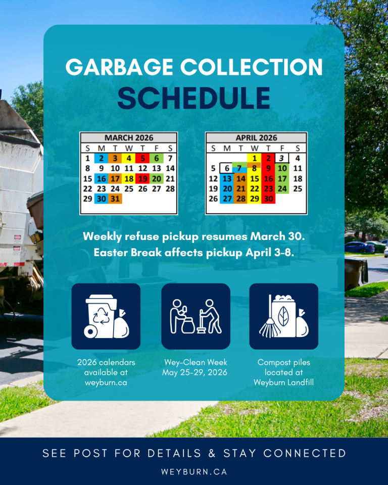 Garbage Collection April April 6-8 Garbage Pickup Updates - Weyburn, Saskatchewan